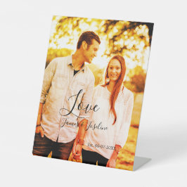 Liebe Foto fügen Sie Name est. Ehepaar Sockelschild