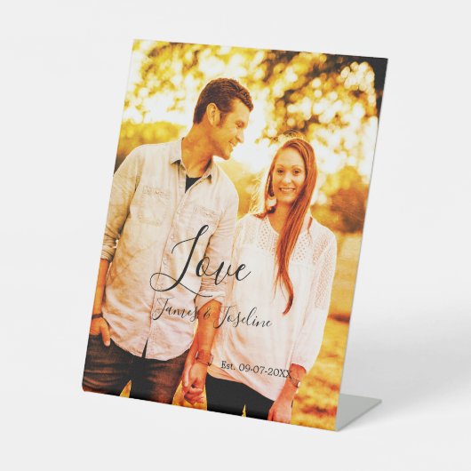 Liebe Foto fügen Sie Name est. Ehepaar Sockelschild (Vorderseite)