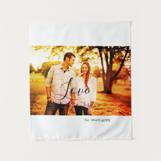 Liebe Foto fügen Sie Name est. Ehepaar Wandteppich (Vorderseite)