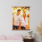Liebe Foto fügen Sie Name est. Ehepaar Wandteppich Mit Holzrahmen (Schlafzimmer)