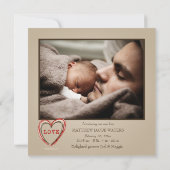 Liebe Foto Geburtsankündigung Ankündigung (Rückseite)