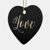 *~* LIEBE FOTO Gold Glitzer Herzdekoration Keramik Ornament (Links)