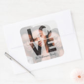 LIEBE Foto hinzufügen Quadratischer Aufkleber (Umschlag)