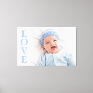 Liebe Foto Keepake Blue Typografy Leinwand