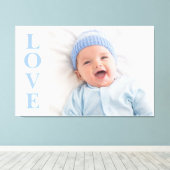 Liebe Foto Keepake Blue Typografy Leinwand (Insitu (Holzboden))