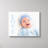 Liebe Foto Keepake Blue Typografy Leinwand (Vorderseite)