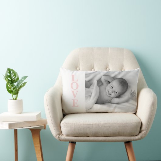 Liebe Foto Keepake Pink Typografie Lumbar Kissen (Stuhl )