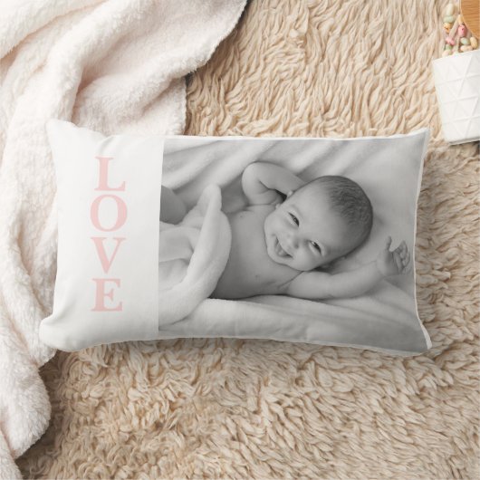 Liebe Foto Keepake Pink Typografie Lumbar Kissen (Decke)