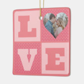 Liebe Foto Pink Hearts Muster Valentines Keramikornament (Links)