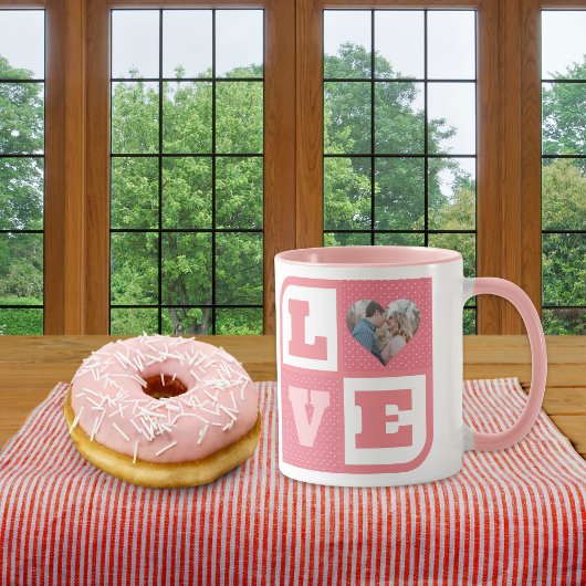 Liebe Foto Pink Hearts Muster Valentines Tasse