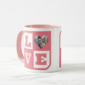 Liebe Foto Pink Hearts Muster Valentines Tasse (Vorderseite Links)