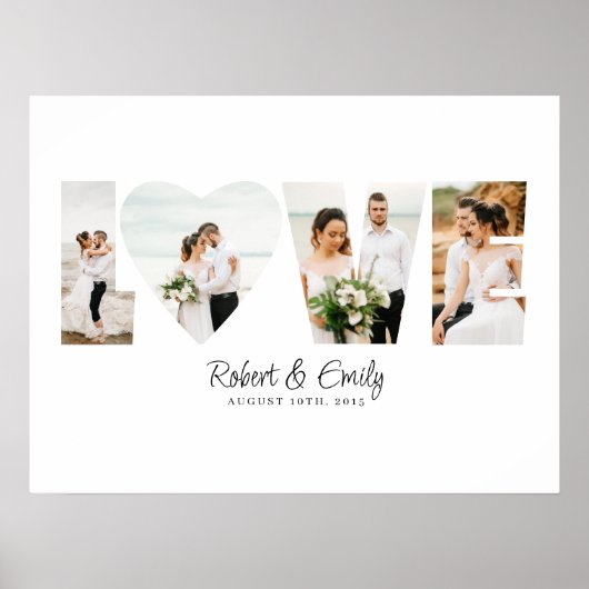 Liebe FotoCollage 4 Fotos Jubiläumsgeschenk Poster (Vorne)