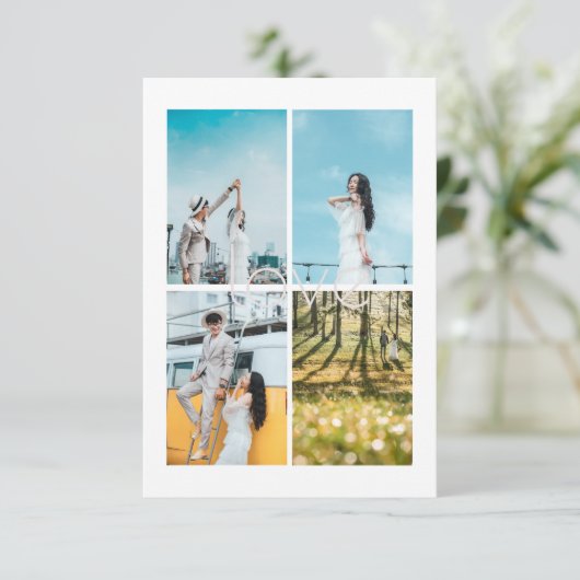Liebe Fotocollage Hochzeit Begleitkarte (Stehend Vorderseite)