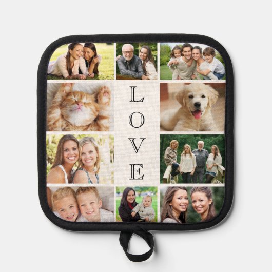 Liebe FotoCollage Personalisiert White Topflappen (Vorderseite)