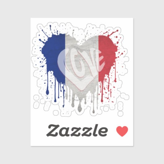 Liebe Frankreich Flagge Aufkleber (Blatt)
