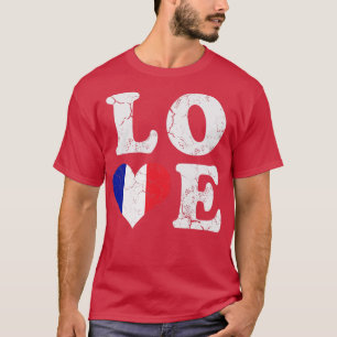 Liebe Frankreich Französische Flagge Vintag erschü T-Shirt