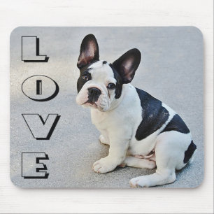 Liebe Französischer Bulldog Schwarz-Weiß-Welpenh Mousepad