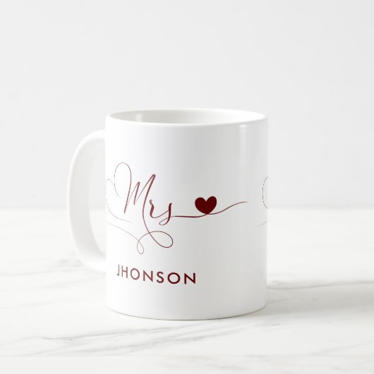 Liebe Frau mit Individuelle Name Ehefrau Hochzeits Kaffeetasse (Vorderseite Links)