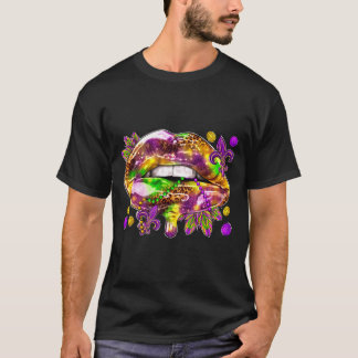 Liebe Frauen Lippen Mardi Gras Karneval Fett T-Shirt