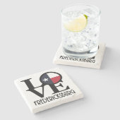 LIEBE Fredericksburg TX Steinuntersetzer (Seitenansicht)