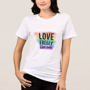 Liebe Frei Lebe Kühn - Pride Grafik T-Shirt Tri-Blend Shirt
