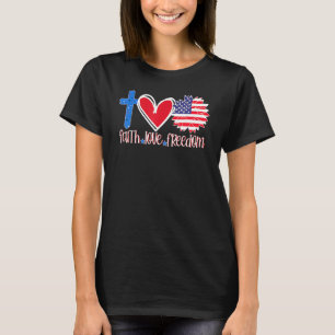 Liebe Freiheit Amerikanische Fahne Blume Christlic T-Shirt