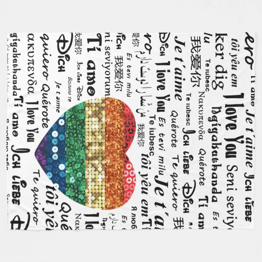 Liebe-Fremdsprachen-Decke Fleecedecke (Vorderseite (Horizontal))