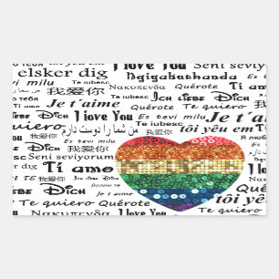 Liebe Fremdsprachen Rechteckiger Aufkleber