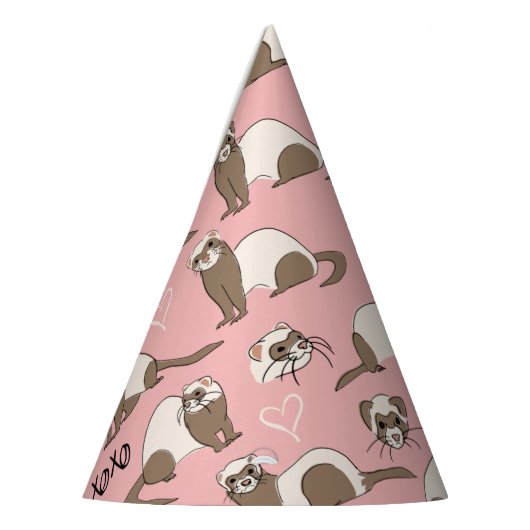 Liebe Frettchen - Rosa Partyhütchen (Links)