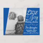 Liebe & Freude Blue Weihnachtsfeiertag Postkarte (Vorderseite)