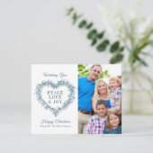 Liebe Freude Frieden blauer Mistletofen Foto Weihn (Stehend Vorderseite)