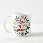 Liebe, Freude, Frieden - Weihnachtsgeist Kaffeetasse (Links)