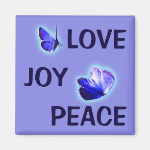 Liebe-Freude-Friedenslila Schmetterlinge Magnet