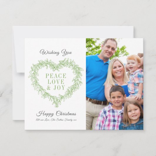 Liebe Freude grünes Mistelherz Foto Weihnachten (Vorderseite)