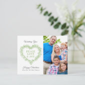 Liebe Freude grünes Mistelherz Foto Weihnachten (Stehend Vorderseite)