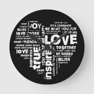 Liebe Freude Inspiration Worte Valentinstag Throw  Runde Wanduhr