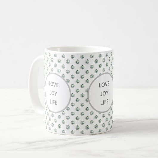 Liebe, Freude, Life Diamonds Kaffeetasse (Vorderseite Links)