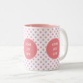 Liebe, Freude, Life Pink Diamonds Zweifarbige Tasse (VorderseiteRechts)