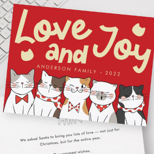 Liebe & Freude Moderne lustige süße Katzen singen Feiertagskarte