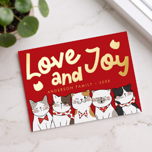 Liebe & Freude Moderne lustige süße Katzen singen Folien Feiertagspostkarte