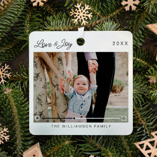 Liebe & Freude Moderne Minimal QR Code Video-Meldu Ornament Aus Metall