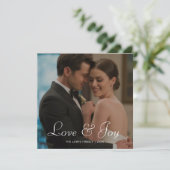 Liebe & Freude Romantische Weihnachtskarte Feiertagskarte (Stehend Vorderseite)