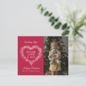 Liebe Freude Rotes Mistelherz Foto Weihnachten (Stehend Vorderseite)