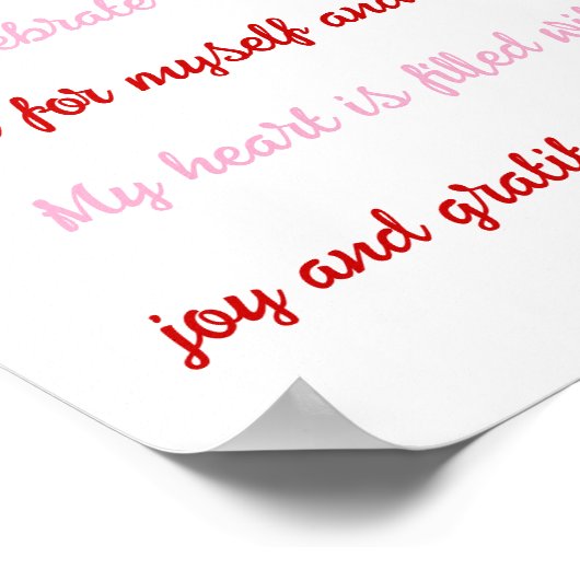 Liebe Freude und Dankbarkeit Poster (Ecke)