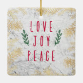 Liebe Freuen Sie sich auf friedliche Weihnachtsfei Keramikornament (Rückseite)