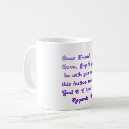 "Liebe Freunde" Feierliche Hochzeit Gruß Kaffeetasse (Vorderseite Links)