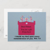 Liebe Freundin, du bist ein Geschenk Gottes Postkarte (Vorne/Hinten)