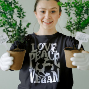 Liebe Friede Vegan Slogan Vegetarian Funny T-Shirt