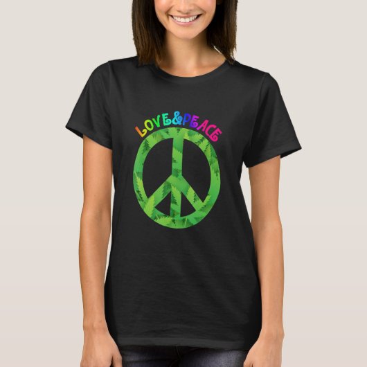 Liebe Frieden 60er 70er Hippie Kostüme Liebe Fried T-Shirt (Vorderseite)