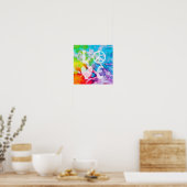 Liebe Frieden Abstrakt Boho Wasserfarbe Regenbogen Poster (Küche)